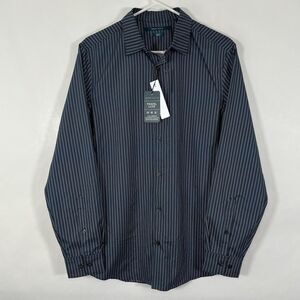 Perry Ellis Slim Fit Travel Luxe Stretch Button Up Shirt Medium Dark Sapphire LS
